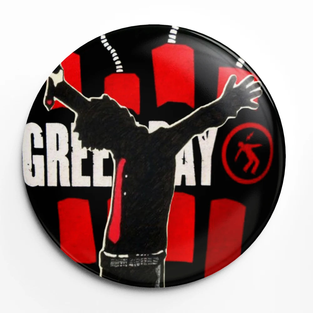 Green Day Button Pin – 58mm Rock Band Lapel Brooch for Fans