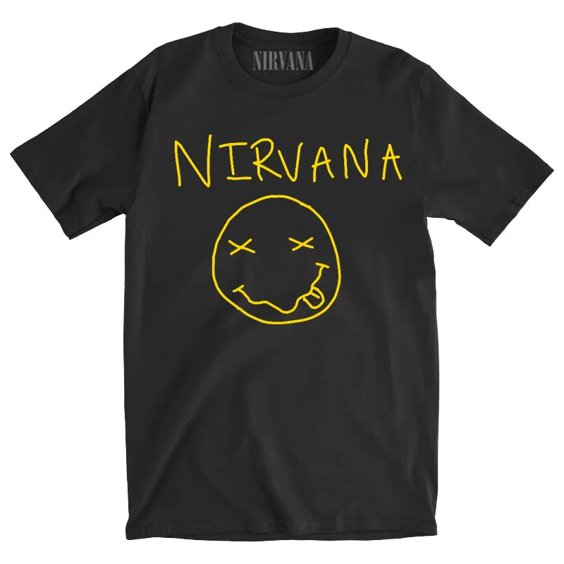Nirvana Classic Smiley T-Shirt – Retro Punk Style Cotton Tee