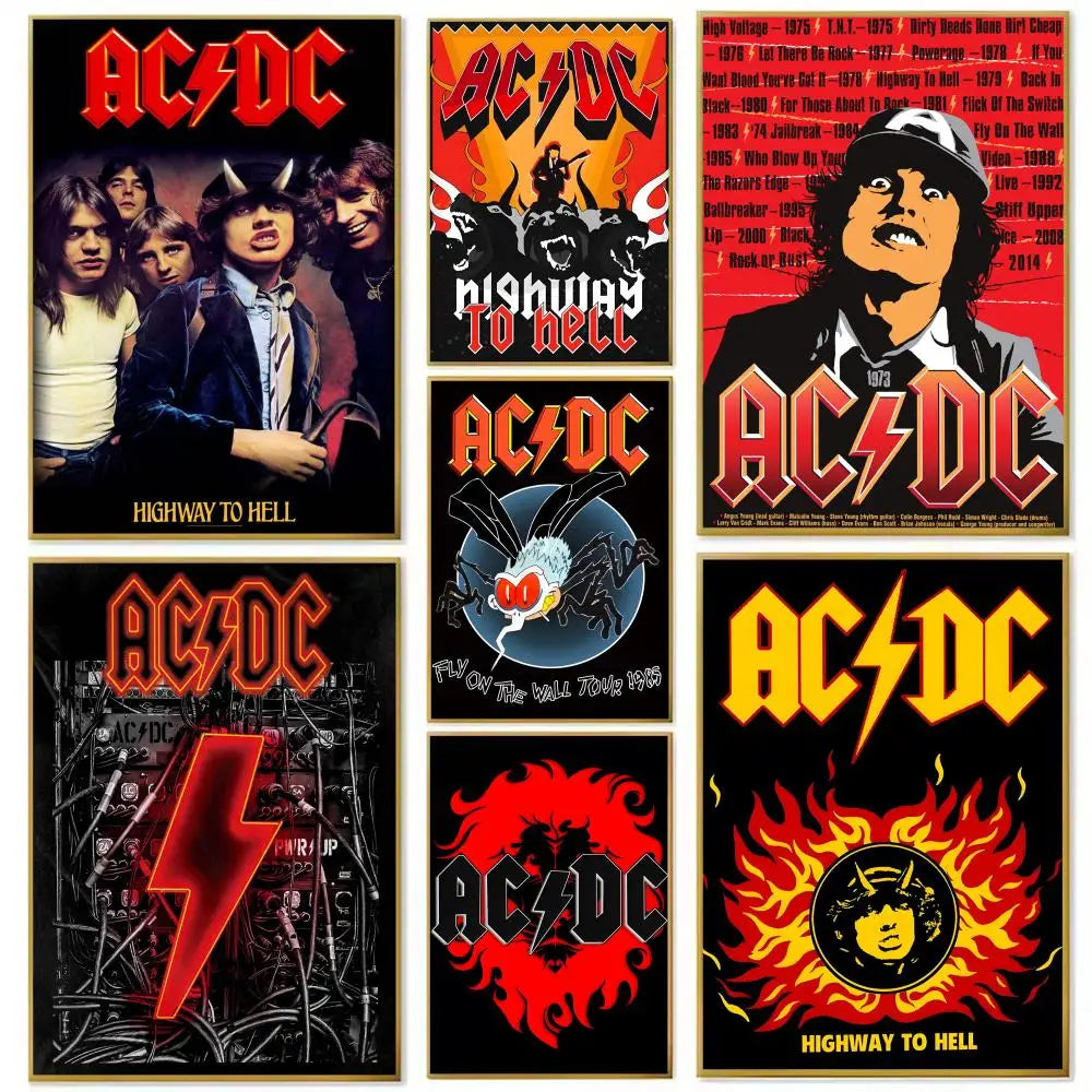 AC/DC Removable Wall Poster – Classic Rock Self-Adhesive Mural Decor