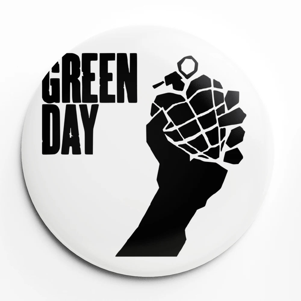 Green Day Button Pin – 58mm Rock Band Lapel Brooch for Fans