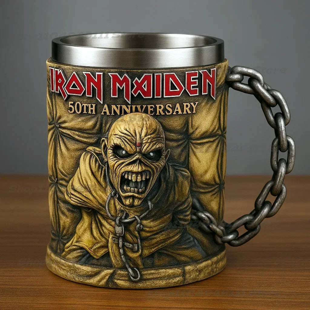 Iron Maiden 50th Anniversary Coffee Cup – Stainless Steel Metal Mug
