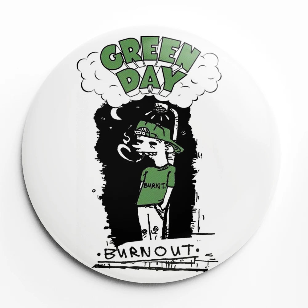 Green Day Button Pin – 58mm Rock Band Lapel Brooch for Fans
