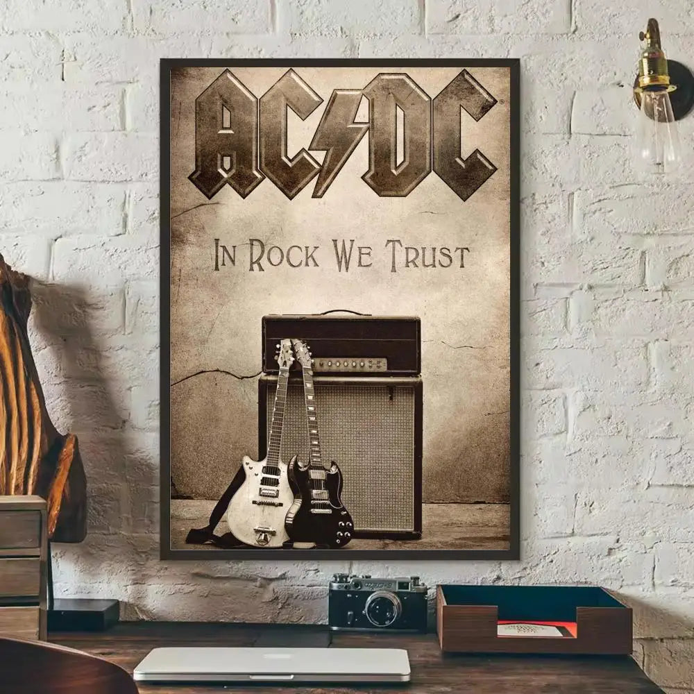 AC/DC Removable Wall Poster – Classic Rock Self-Adhesive Mural Decor