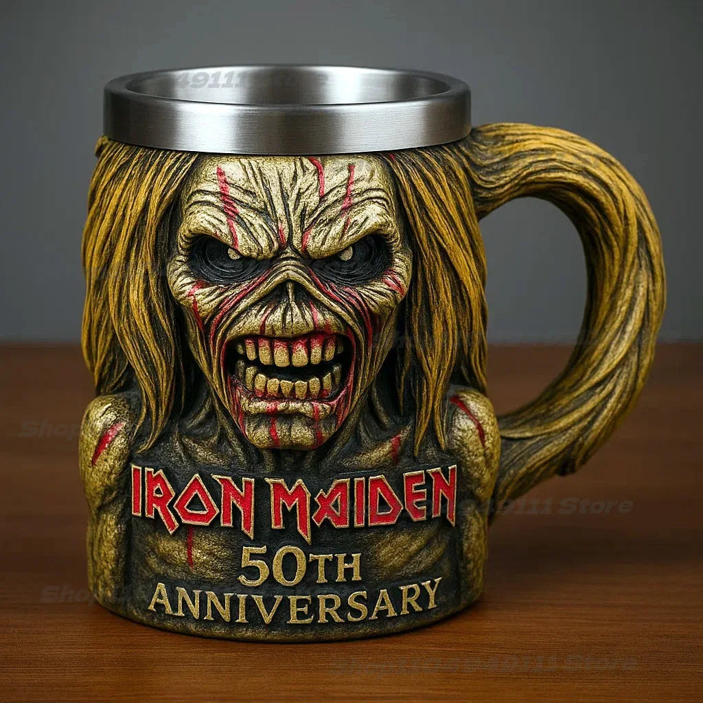 Iron Maiden 50th Anniversary Coffee Cup – Stainless Steel Metal Mug