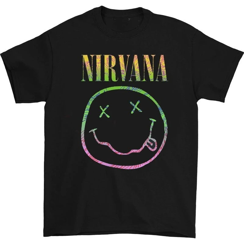 Nirvana Smile T-Shirt – Iconic Grunge Band Tee for True Fans