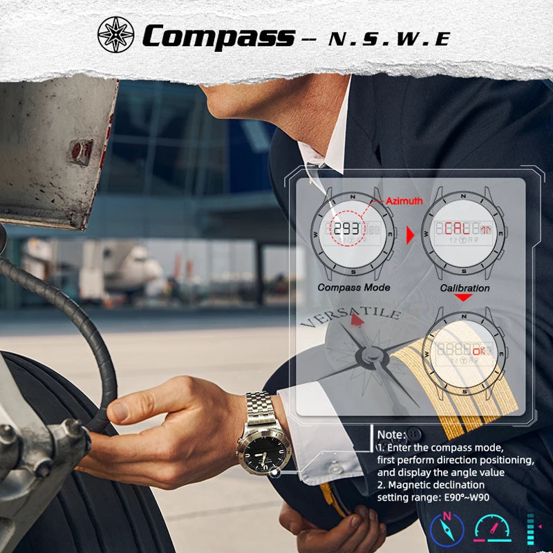 NORTH EDGE Men Digital Sports Watch Altimeter Barometer Compass 50M