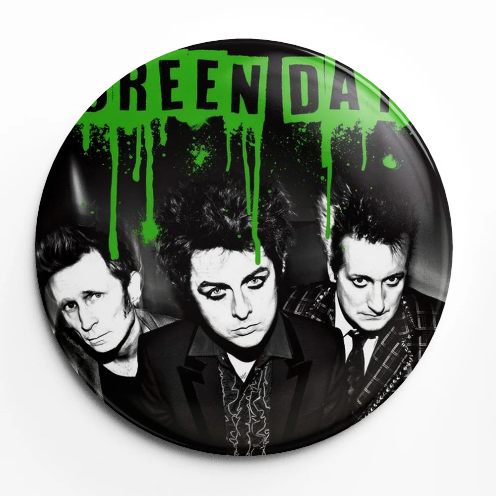 Green Day Button Pin – 58mm Rock Band Lapel Brooch for Fans