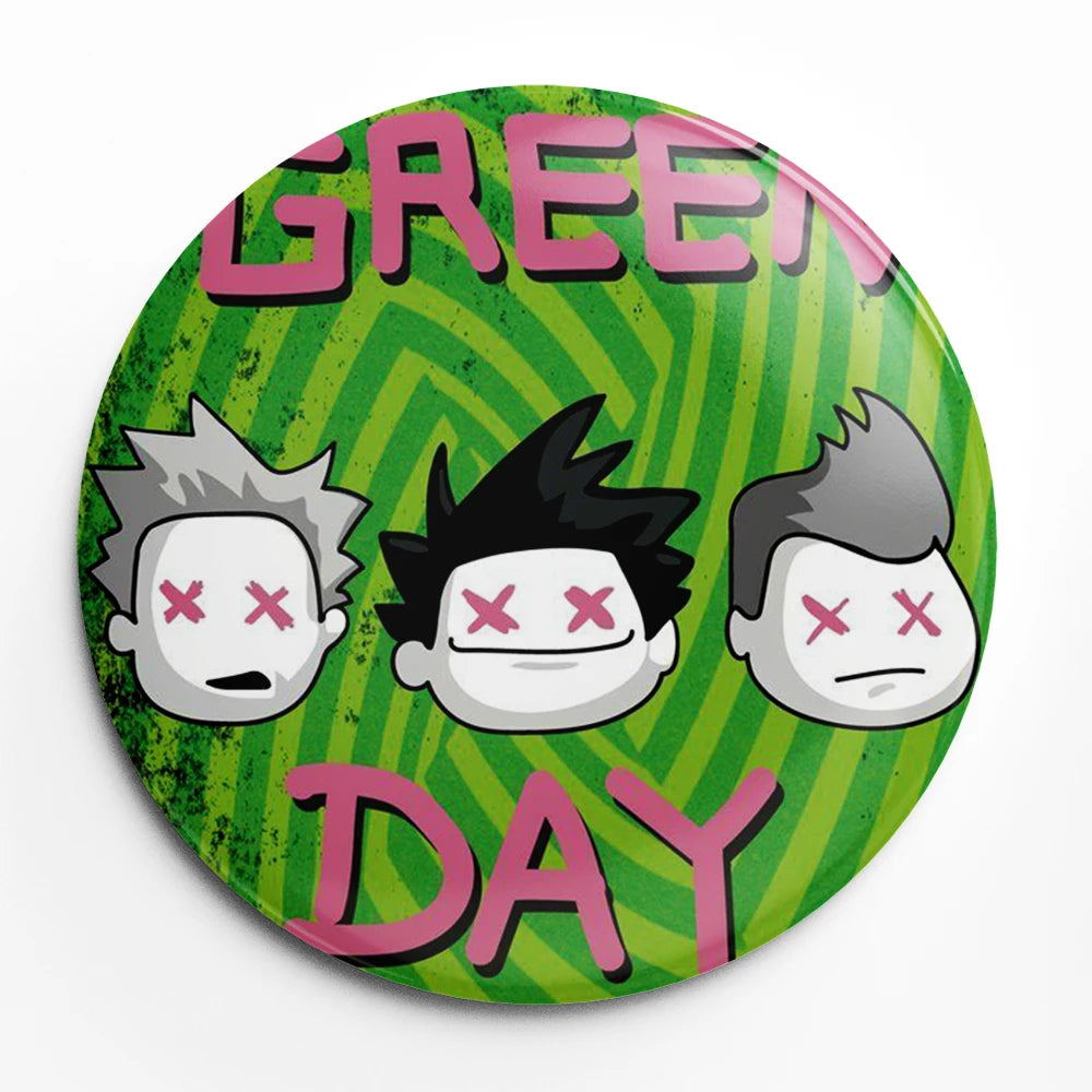 Green Day Button Pin – 58mm Rock Band Lapel Brooch for Fans