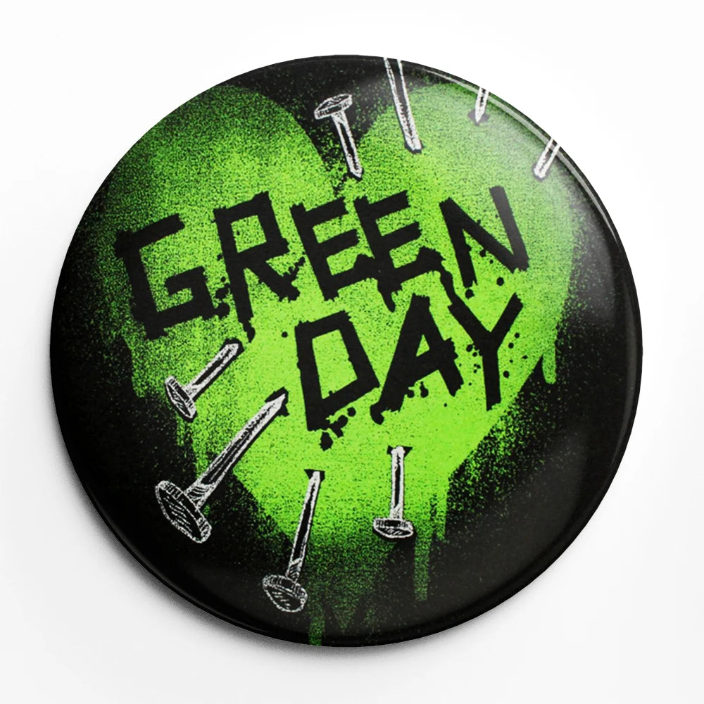 Green Day Button Pin – 58mm Rock Band Lapel Brooch for Fans