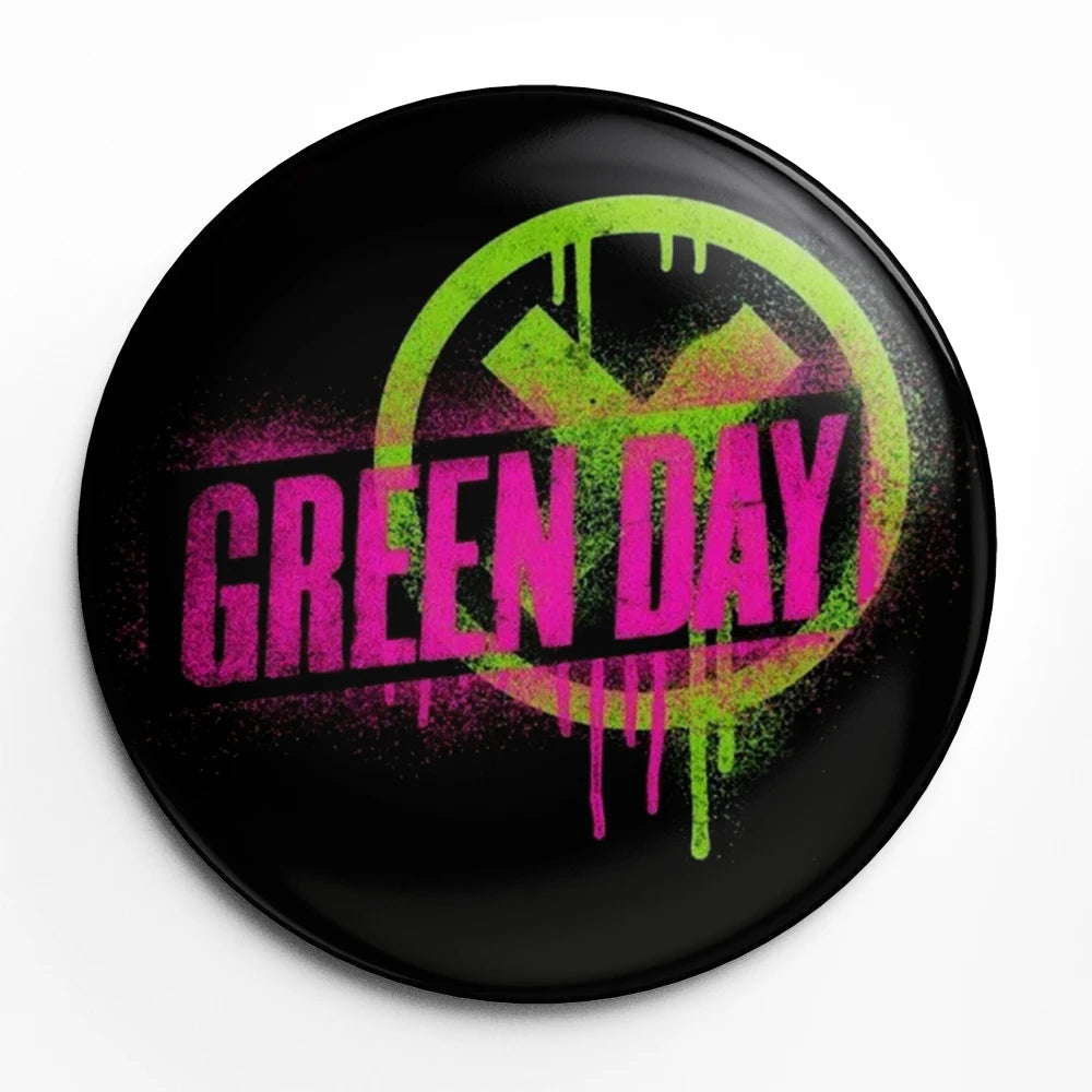 Green Day Button Pin – 58mm Rock Band Lapel Brooch for Fans