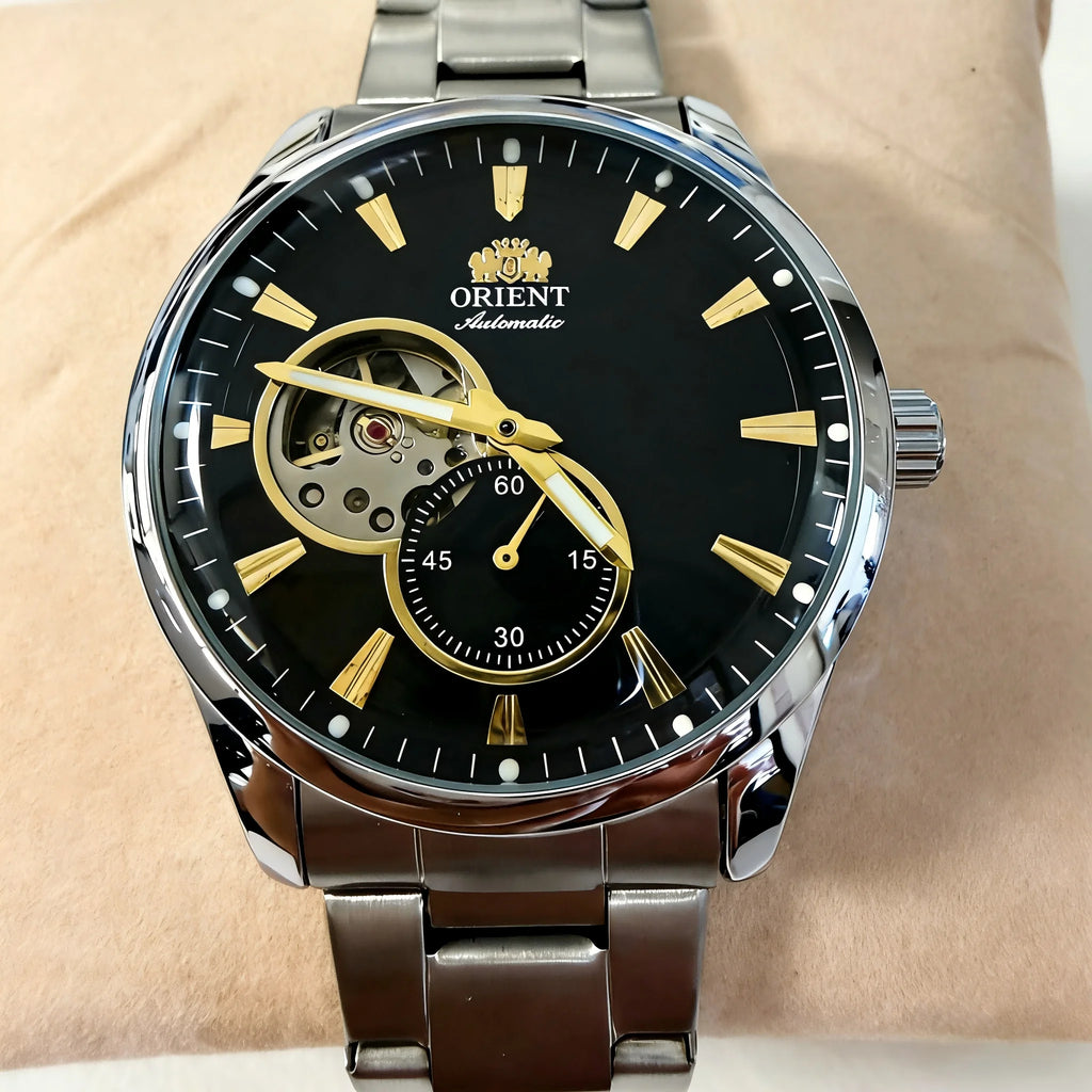 Orient Men Automatic Skeleton Watch Stainless Steel Luminous Mechanical