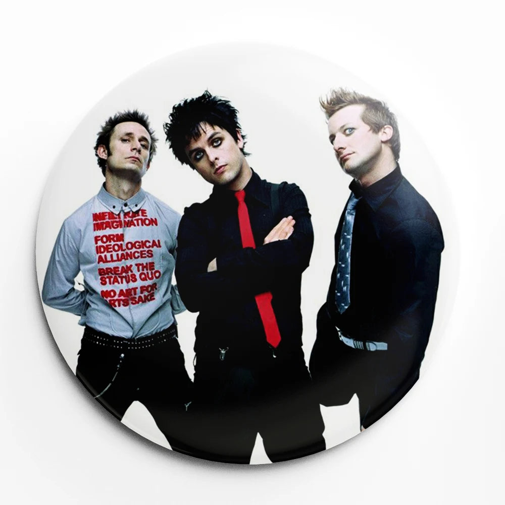 Green Day Button Pin – 58mm Rock Band Lapel Brooch for Fans
