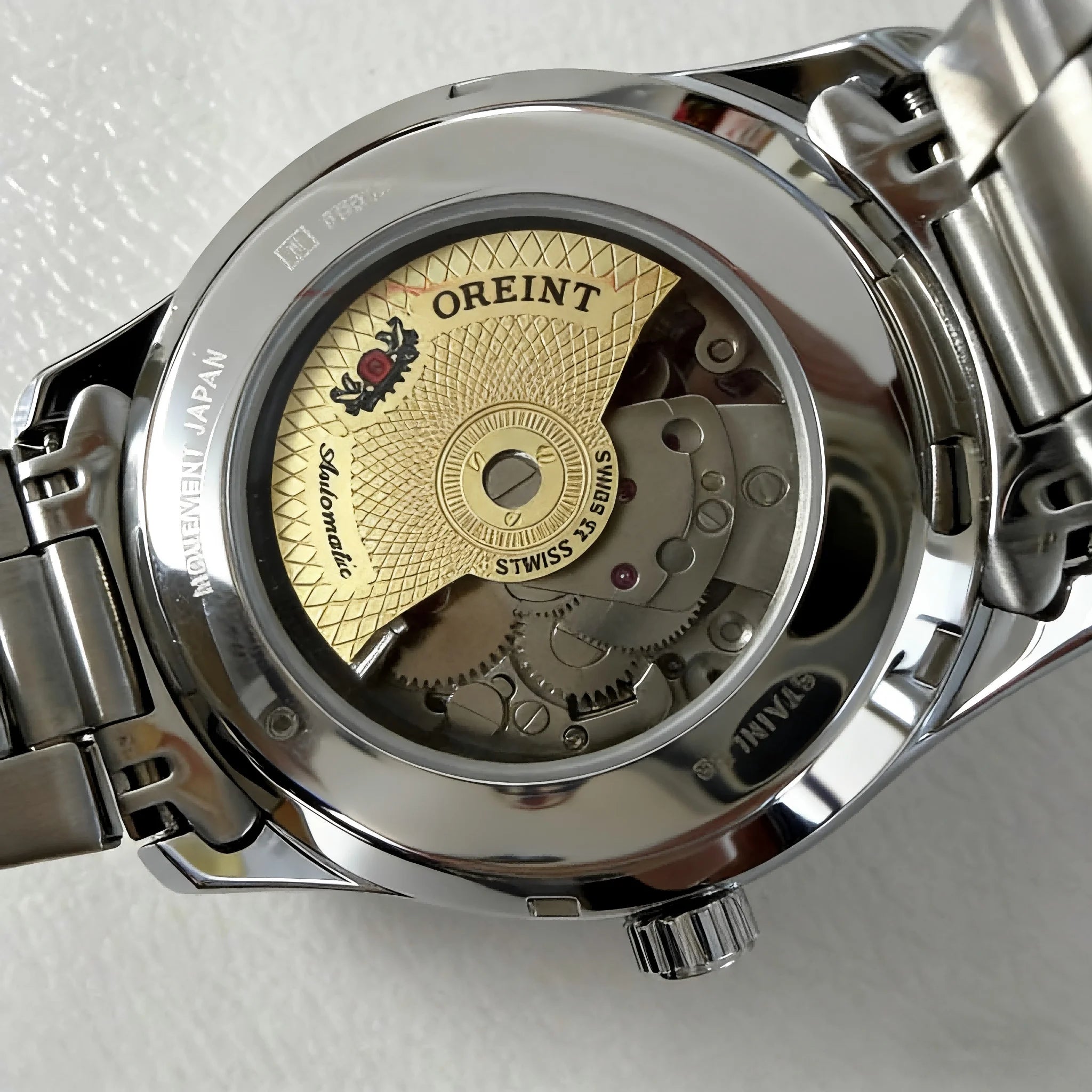 Orient Men Automatic Skeleton Watch White Dial Stainless Steel Luminous
