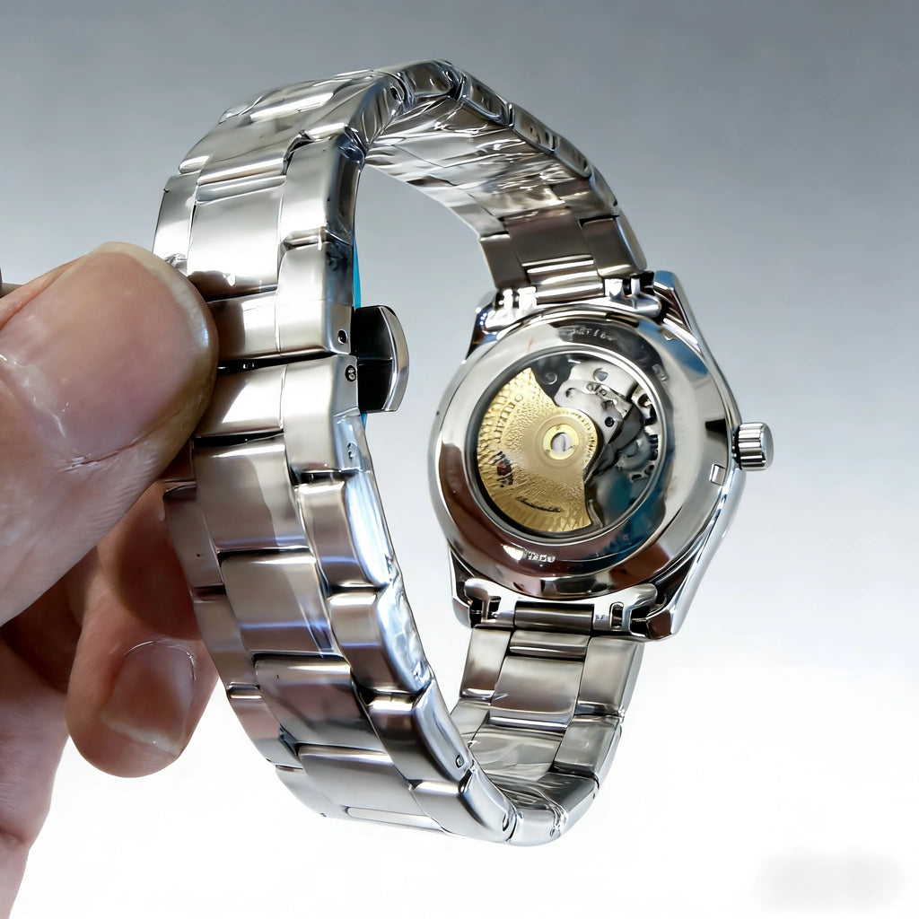 Orient Men Automatic Skeleton Watch White Dial Stainless Steel Luminous