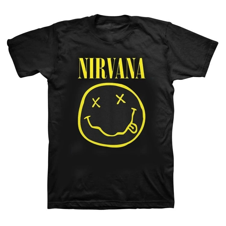 Nirvana Smile T-Shirt – Iconic Grunge Band Tee for True Fans