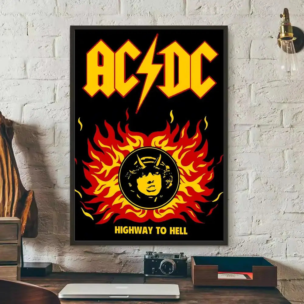 AC/DC Removable Wall Poster – Classic Rock Self-Adhesive Mural Decor