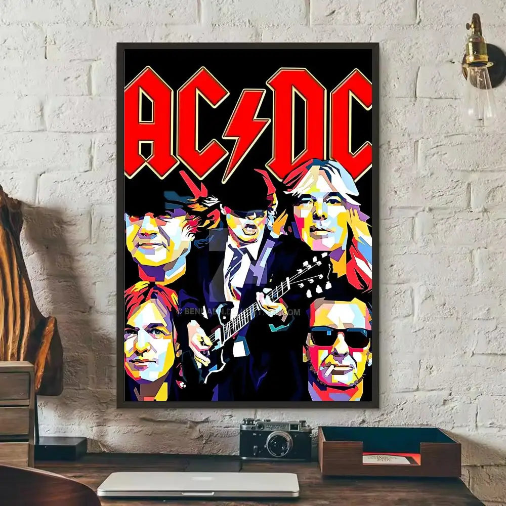 AC/DC Removable Wall Poster – Classic Rock Self-Adhesive Mural Decor