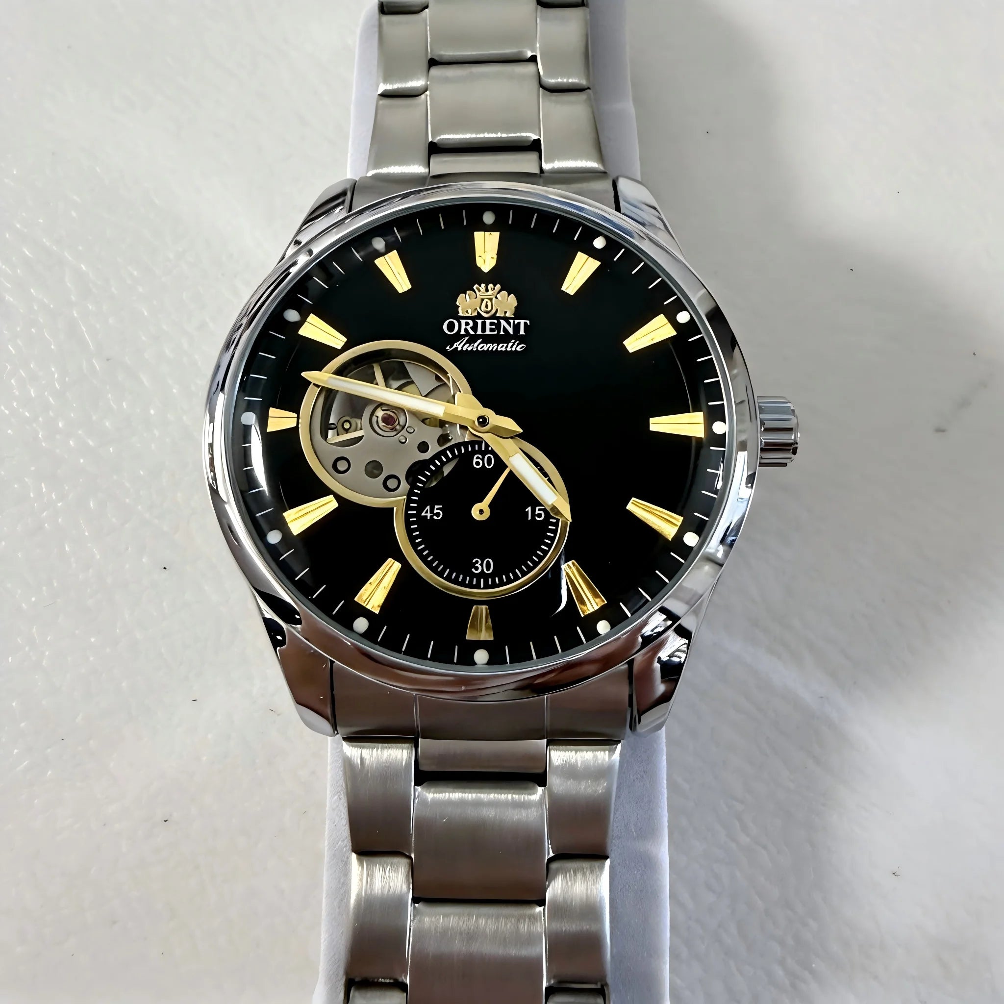 Orient Men Automatic Skeleton Watch Stainless Steel Luminous Mechanical