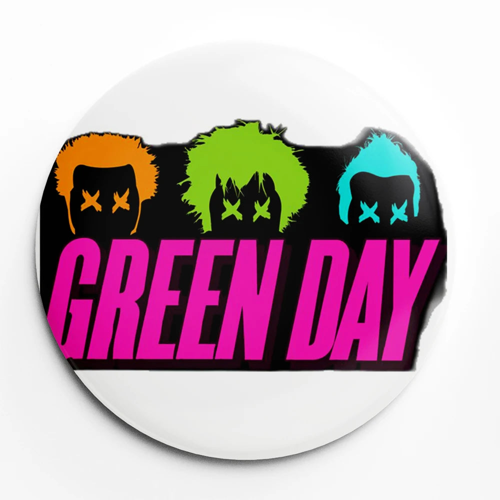 Green Day Button Pin – 58mm Rock Band Lapel Brooch for Fans