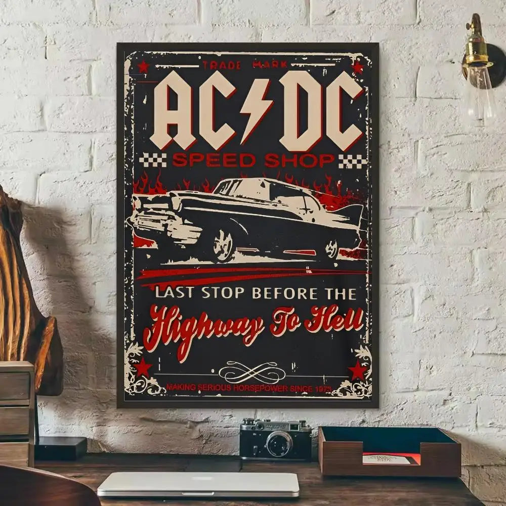 AC/DC Removable Wall Poster – Classic Rock Self-Adhesive Mural Decor