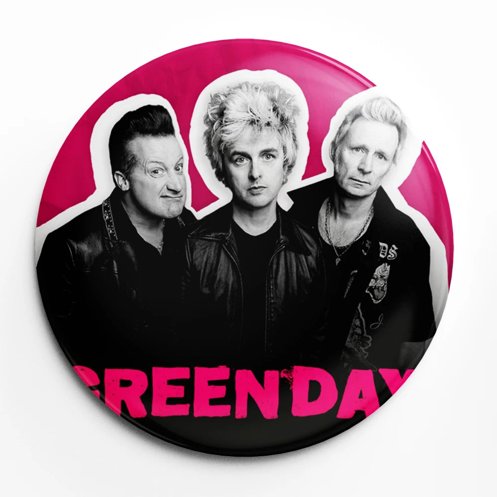 Green Day Button Pin – 58mm Rock Band Lapel Brooch for Fans