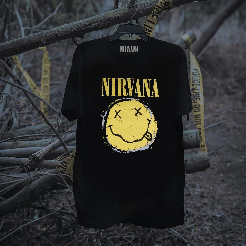 Nirvana Classic Smiley T-Shirt – Retro Punk Style Cotton Tee