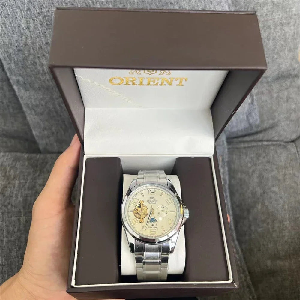 Orient Automatic Open Heart Men Watch White Dial Stainless Steel 22 Jewels