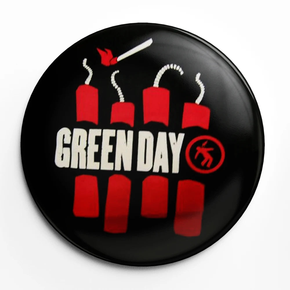 Green Day Button Pin – 58mm Rock Band Lapel Brooch for Fans