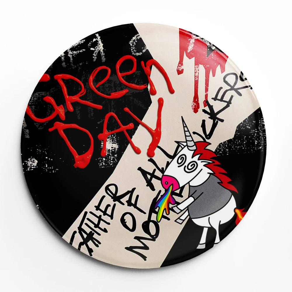 Green Day Button Pin – 58mm Rock Band Lapel Brooch for Fans