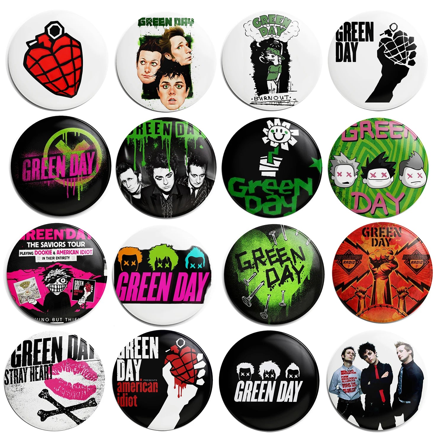 Green Day Button Pin – 58mm Rock Band Lapel Brooch for Fans