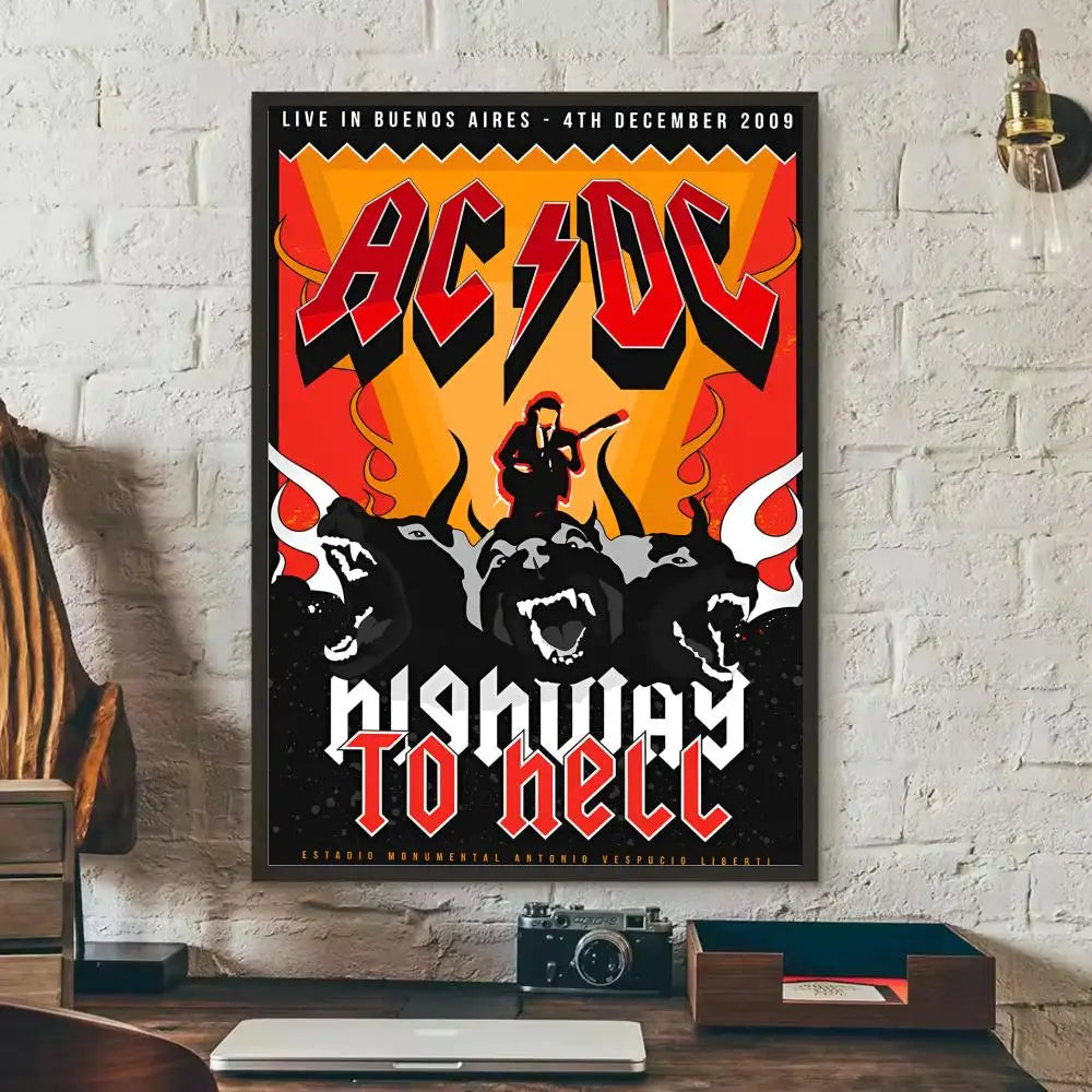 AC/DC Removable Wall Poster – Classic Rock Self-Adhesive Mural Decor