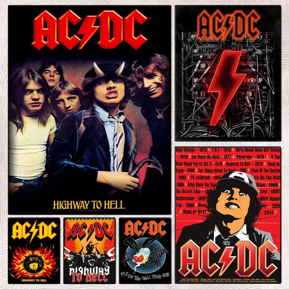 AC/DC Removable Wall Poster – Classic Rock Self-Adhesive Mural Decor
