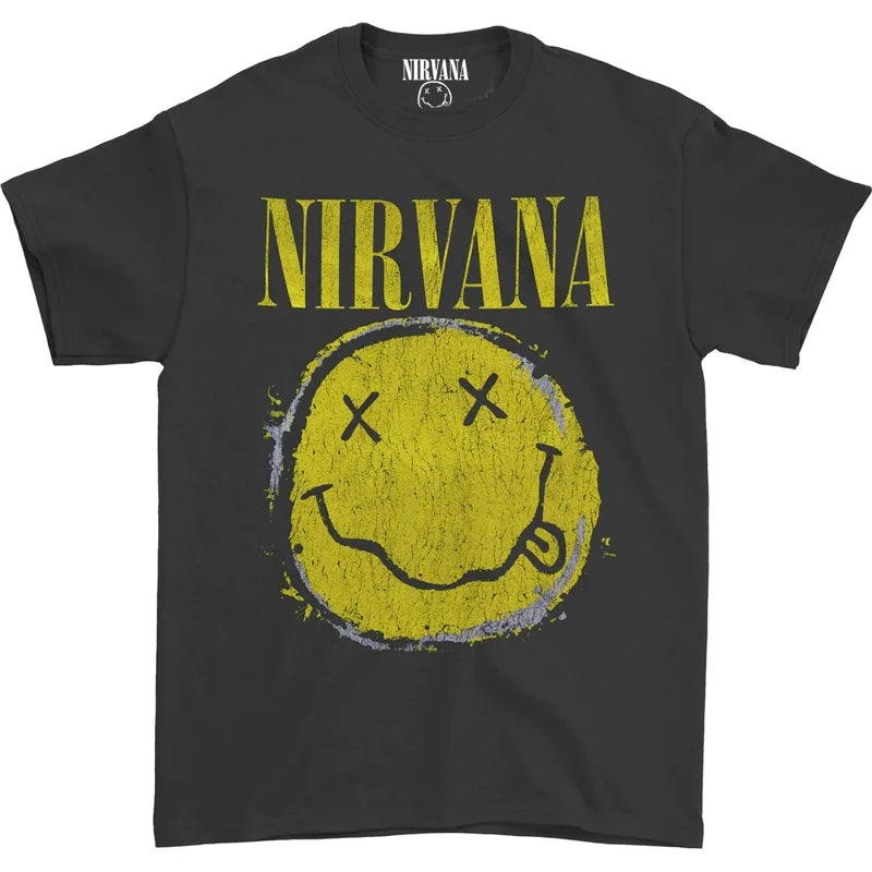 Nirvana Classic Smiley T-Shirt – Retro Punk Style Cotton Tee