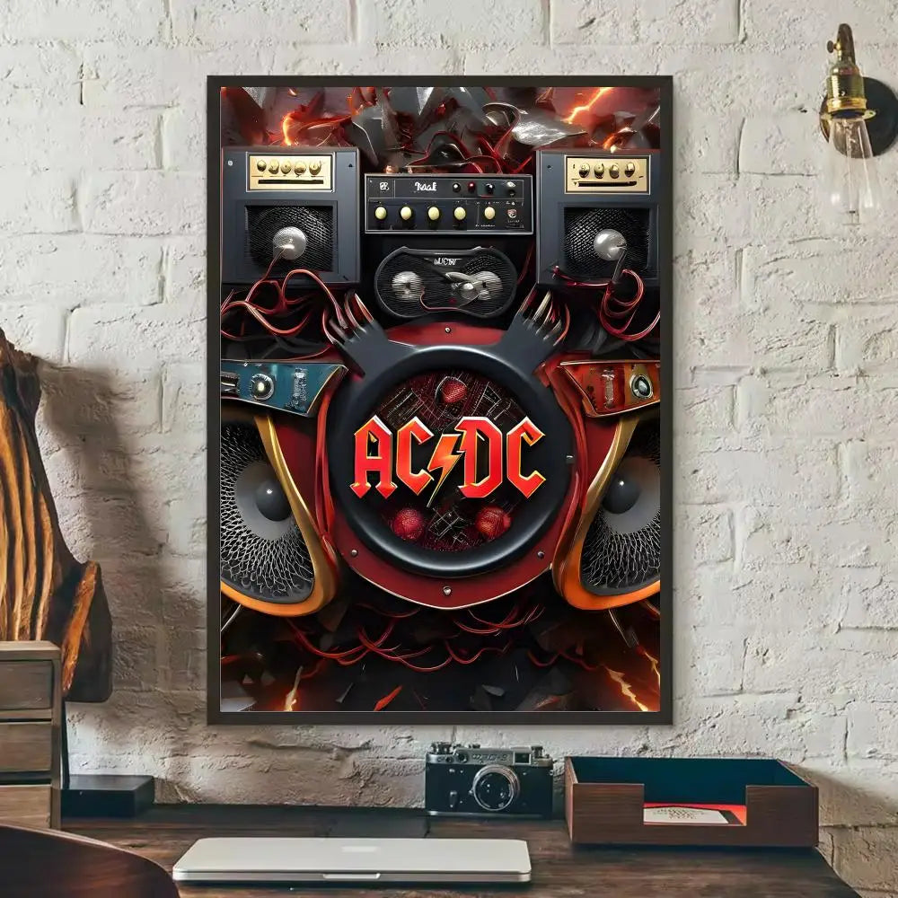 AC/DC Removable Wall Poster – Classic Rock Self-Adhesive Mural Decor