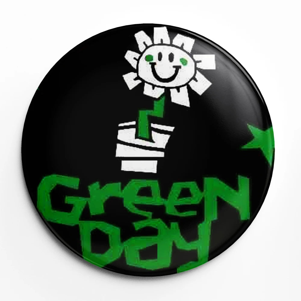 Green Day Button Pin – 58mm Rock Band Lapel Brooch for Fans