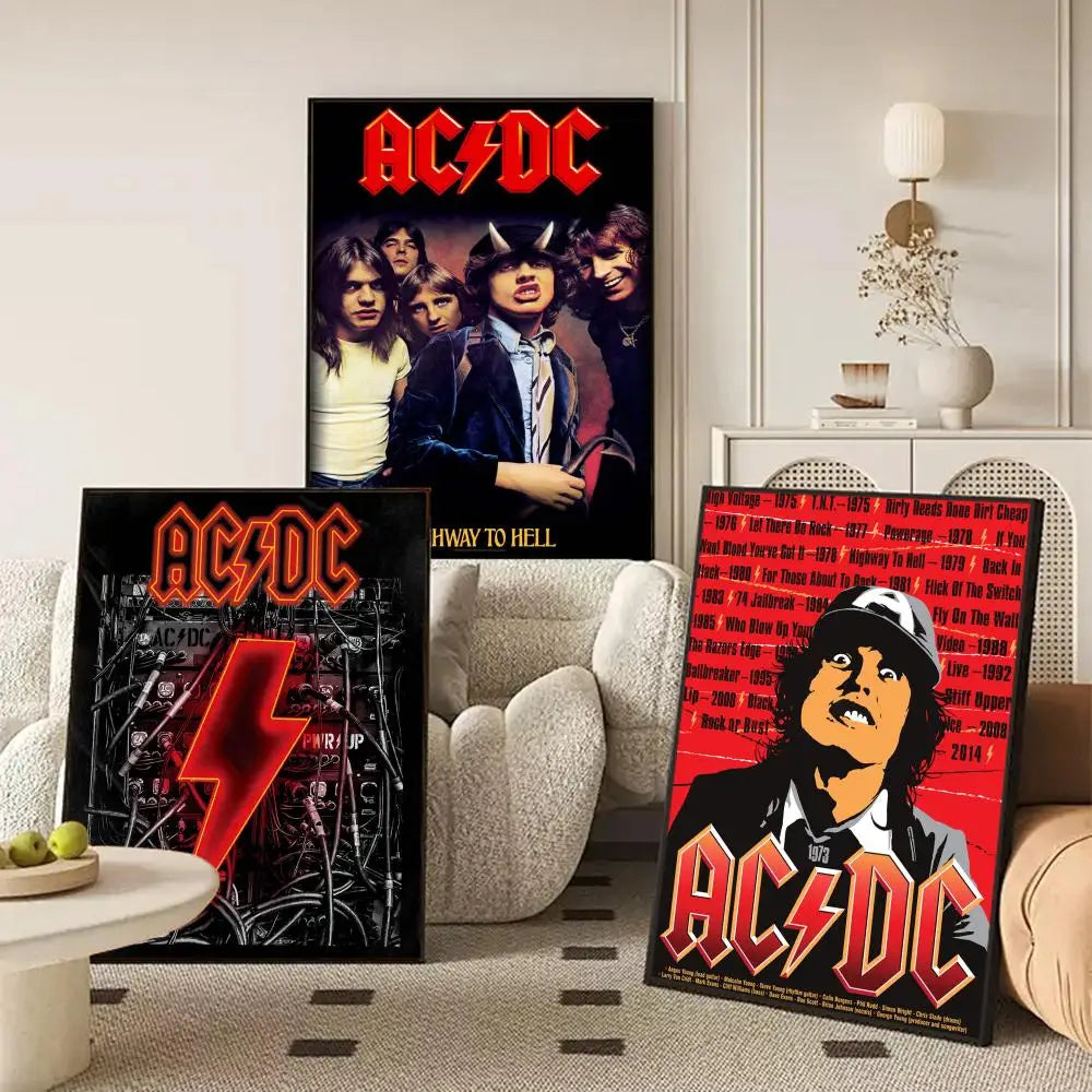 AC/DC Removable Wall Poster – Classic Rock Self-Adhesive Mural Decor