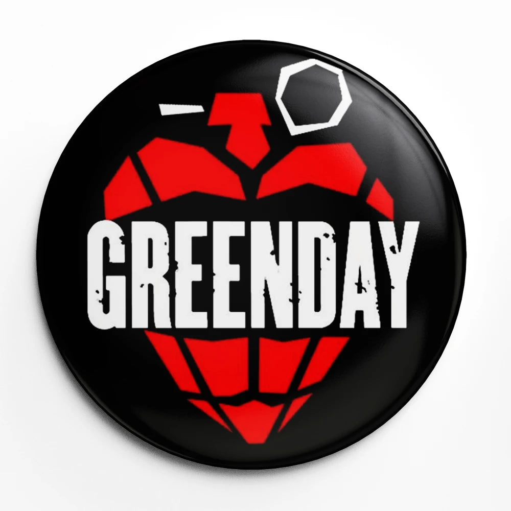 Green Day Button Pin – 58mm Rock Band Lapel Brooch for Fans