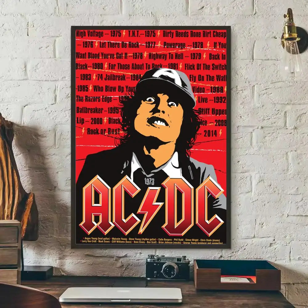 AC/DC Removable Wall Poster – Classic Rock Self-Adhesive Mural Decor
