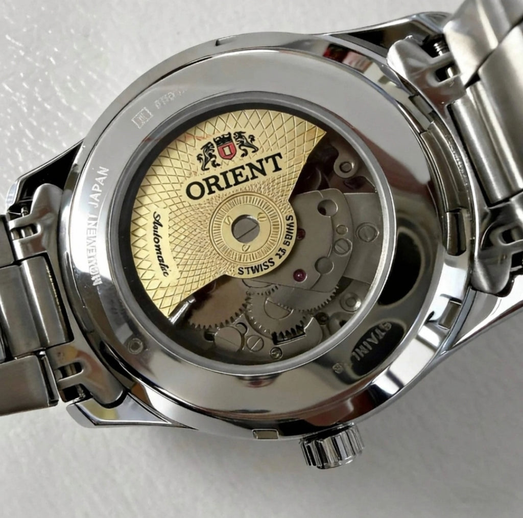 Orient Men Automatic Skeleton Watch White Dial Stainless Steel Luminous